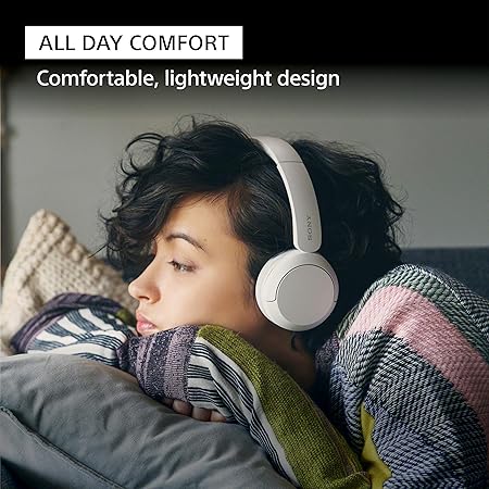 TanTrox WH-CH520 Wireless On-Ear Bluetooth Headphones with Mic, 50H Battery, Quick Charge, DSEE, Multipoint, Voice Assistant β Blue